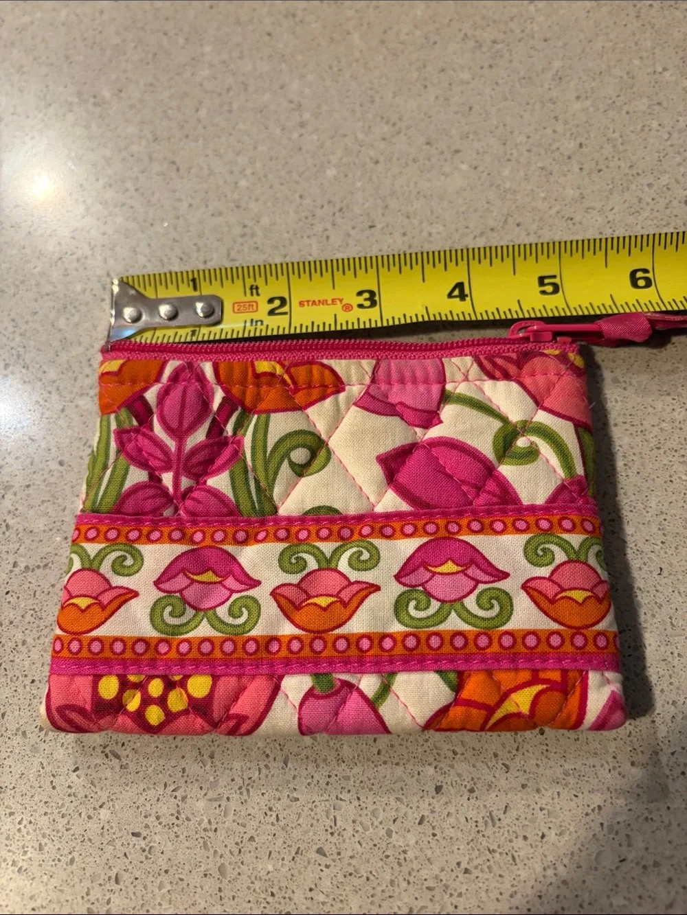Vera Bradley Pink Orange Green Floral Quilted Wristlet with Card Case